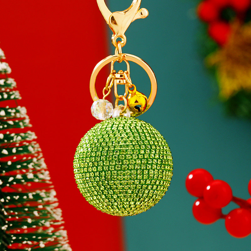 Wholesale Diamond Colorful Round Car Keychain Metal Cute Women's Bag Christmas Keychain